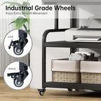 Fannova 32.3" x 18.9" Extra Large Printer Stand Table with Adjustable Storage Shelf, 3 Tier Rolling Printer Cart with Industrial Wheels for Home Office, Black
