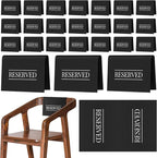 Buryeah 24 Pcs Reserved Seating Signs for Chairs Church Pew Reserved Chair Signs Placeholder with Printed Words for Weddings Parties Celebrations Receptions Church or Event (Black,White)