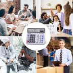 Comix Desktop Calculator Solar Battery Dual Power with 12-Digit Large LCD Display and Large Computer Keys Standard Function Calculator for Home Office School, White