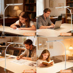 FAPEMIH LED Desk Lamp for Office Home, Adjustable Flexible Eye-Caring Desk Light with,5 Modes 10 Brightness Adjustment, USB Adapter Desk Lamp with Clamp-T-W