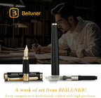 BEILUNER Black Personalized Fountain Pen,Stunning Luxury Lacquer,24K Gilded Nib(Fine),Gorgeous 24K Gold Finish, Ink Converter,Fancy Office Gift for Men&Women-Elegant, Graduation,Nice Pens for Writing