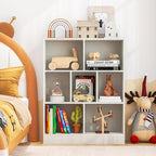Tangkula 7-Cube Bookshelf, 41” Floor Bookcase with 2 Anti-Tipping Kits, Freestanding Storage Organizer, 4-Tier Display Shelf for Home, Office & Dorms, Natural/White (White, 7-Cube)