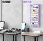 EasyPAG 10 Pocket Mesh Wall File Organizer, Hanging Paper Folder Holder with Classify Label, Vertical Wall Mount Mail Organizer for Office Home Classroom, Purple