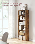 VASAGLE Set of 2 Bookshelves, 23.6 Inches Wide, 6-Tier Open Bookcases with Adjustable Storage Shelves, Floor Standing Units, Rustic Brown ULBC166X01-2