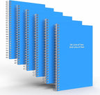 Custom Spiral Notebook Journals with a Blue Colored Cover - 6 Pack of 5" x 8" – College Ruled, Hard Cover, 50 Sheets Per Book – For Journaling, Office, School Supplies, etc.