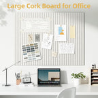 Large Cork Board for Wall 36" x 48" Ivory Bulletin Board with Safe Removable Adhesive Squares for Pictures Photos, Alternative CorkBoard Felt Pin Boards Tiles for Office Classroom Wall Decor - 12 Pack