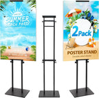 VAIIGO 2Pack Poster Stand for Display, Heavy Duty Floor Standing Sign Holder, Double-Sided Poster Board Stand, Adjustable Height Up to 80 inch, Outdoor Banner Stand for Board & Foam Display, Black