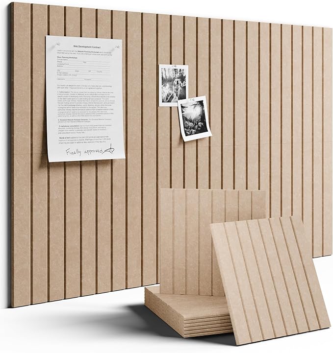 Large Felt Bulletin Board 36"x24" Cork Board Alternative - 6 Pack with 40 Safe Removable Adhesive Tabs, Cork Boards for Walls for Home Office Classroom Pin Board-Taupe