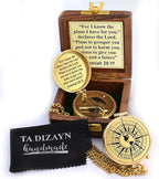 For I Know The Plans I Have For You, Jeremiah 29:11, Solid Brass Directional Engraved Compass, Baptism Gifts for Boys Girls, First Communion, Christian Gifts for Men, First Confirmation Gifts for Boys