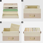 Vienrose Greeting Card Organizer Box with 20 Removable Dividers, 84 Self-Adhesive Labels, Foldable Storage Box Great for Greeting Cards, Photos, Envelopes, Stickers, Postcards Beige&Khaki