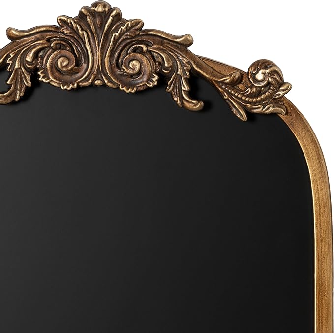 Kate and Laurel Arendahl Decorative Vintage Arch Chalkboard; 13 x 25; Gold; Framed Arched Ornate Magnetic Chalkboard for Unique Display; Decoration; and Organization