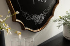 Kate and Laurel Leanna Decorative Scalloped Metal Chalkboard; 24 x 36; Gold; Framed Rounded Oval Vintage Chalkboard for Unique Display; Organization; and Decor