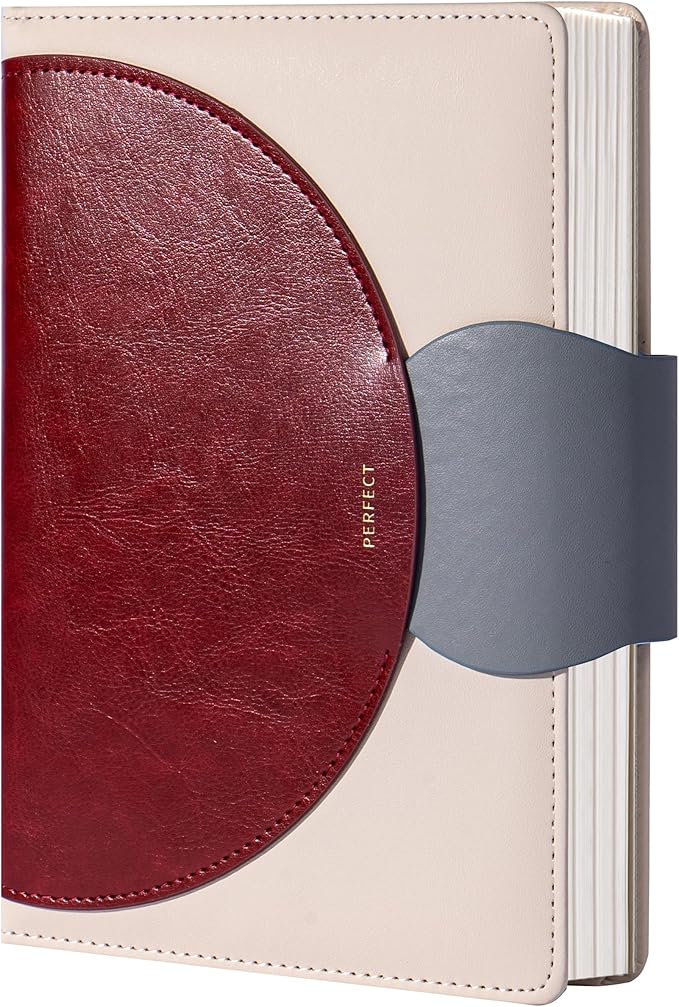 CAGIE Lined Journal for Women, 100GSM Leather Journals for Writing with Buckle Closure,A5 Hardcover Diary Journaling Notebooks for Business Work School Note Taking 5.9" x8.59 (Red)
