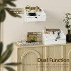 Rebee Vision Pine Wood Mail Organizer for Desk - Charming Farmhouse Countertop Mail Sorter for Office Desk & Home Decor - Mail Holder with Divider, 4-Slot Letter Sorter File Holder (White)