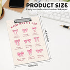 APIILVPQ Bible Clipboard, Pink Bow Clipboards with Low Profile Clip for Office School Use, Christian Prayer Wooden Clip Boards for Nurses Teachers Students - C04