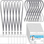 Marspark 50 Sets Clear Name Tags with Lanyard, Lanyards for ID Badges Reusable Strap with ID Holder Plastic Name Badges for Adults Business School Church Conference (Gray)