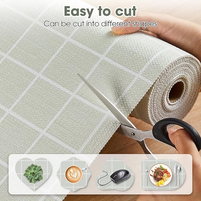 ALIUNI Drawer and Shelf Liner, Non-Slip Kitchen Cabinet Liners Non-Adhesive Thick Strong Grip Waterproof Washable Mats Protect Dresser Shelves Cupboard Bathroom Cabinets, Light Green, 24 in X 20 FT