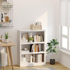 blini 3-Shelf Bookcase White Wooden Bookshelves 33in Wide Floor Standing Display Storage Book Shelves Tall Bookcase for Home Office, Living Room, Bedroom