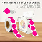 Fluorescent Pink 1 Inch Round Color Coding Labels with 4000 Dots, 4 Rolls - Bright Color Dot Stickers for File Folders, Inventory System - Highly Visible