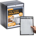 Pack of 50 Job Ticket Holders 10x14 Heavy Duty, 8.5 x 11 Letter Size, Clear & Black Plastic Sleeves, Hanging Document Sleeves, C-line Shop Ticket Holders 10x14