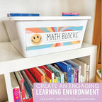 Desk Name Tags for Classroom -25 Student Name Plates for Classroom Kindergarten, Preschool, 1st, 2nd & 3rd Grade, 9x3 Teacher Nameplates for Student Desks & Cubbies, Retro Nametags
