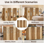 Aleesing 6 Panel Pegboard Display with 24 Hooks, Pegboard Room Divider and Folding Privacy Screens, Partition Room dividers, Wooden Room Divider Wall, Jewelry Store, Bedroom, Balcony, Light Brown