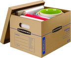 Bankers Box Small Classic Moving Box 5 Pack, Reinforced Handles, Tape-Free Assembly, Box with Lid, 15-in x 12-in x 10-in (7714902)