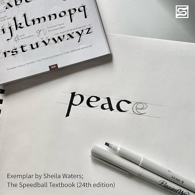 Speedball Elegant Writer Acid-Free Non-Toxic Water Based Calligraphy Marker, Chisel Tip, Assorted Size, Black, Set of 4