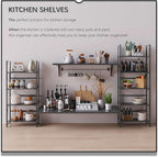 4NM No Assembly Folding Bookshelf Storage Shelves 4 Tiers Vintage Bookcase Standing Racks Study Organizer Home Office (All Black)