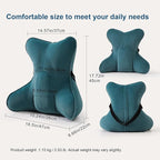 Ailuteie Lumbar Support Pillow(Pat. Pend) – Multi-Functional Ergonomic Back Cushion for Office Chair, Car Seat & Sofa, Reading Pillow with Firm Multi-Zone Support to Relieve Lower Back Pain,Slate Blue