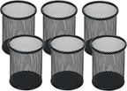 SNOW COOLER Pen Holder Pencil Holder Mesh Metal Pen Cup Holder Pencil Cup Holder for Desk Office Home Pen Organizer Black, 6 Pack