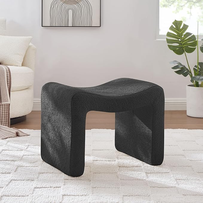 VANOMi Small Footstool Ottoman, Multi-Functional Modern Foot Stool, Sofa Footrest Extra Seating for Living Room, Entryway, Hallways and Bedrooms, Small, Dark Gray