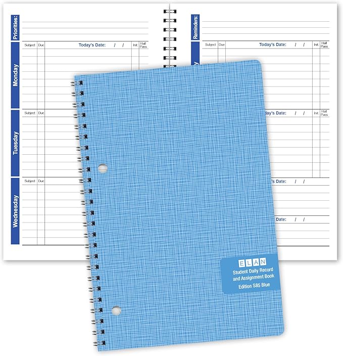 Elan Publishing Company Student Planner Weekly Overview Format for a Full Year (S85-Blue) 5.5 x 8.5
