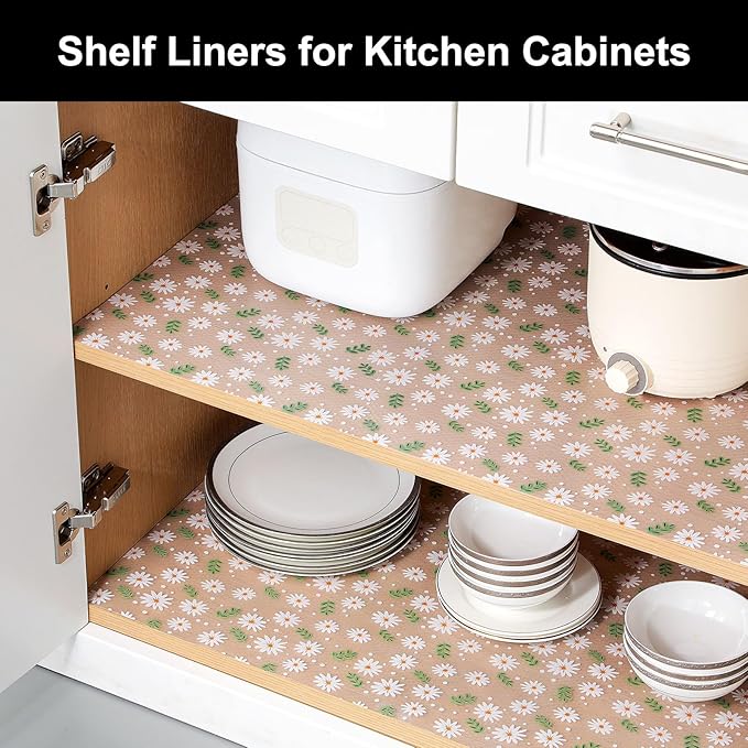 Cooyes Shelf Liner – Premium Non-Adhesive Cabinet & Drawer Liner for Kitchen – Waterproof Shelf Paper with Modern Pattern – Durable EVA Cabinet Mat – Easy to Cut (17.5" W x 360" L)