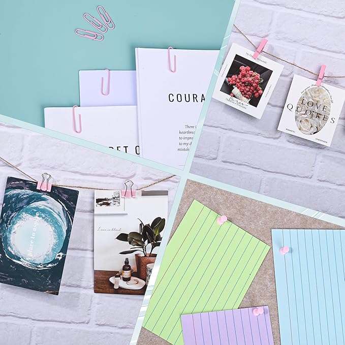 Paper Clips and Binder Clips Small with Decorative Push Pins Cips for School Home Office Aesthetic Desk Accessories,220PCS