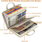 5200℉ Fireproof Accordion File Organizer with Lock, Thickened Document Organizer 13 Colorful Pocket with Labels, Important Document Organizer, Expanding File Folder with Handle for Letter A4 (Beige)
