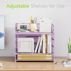 Cawukege 5 Tier Paper Organizer with Handle, Metal Mesh Desk Organizer File Folder Paper Letter Tray Desktop Document Sorter for Classroom, School, Office Accessories Organization and Storage - Purple