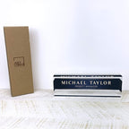Artblox Office Desk Name Plate Personalized | Custom Name Plates for Desks | Net Shape Design On Clear Acrylic Glass | Office Desk Decor - (8" x 2.5")