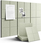 Large Felt Bulletin Board 36"x24", 6-Pack 4-Compartment Wall Organizer, Cork Board Alternative with 60 Removable Adhesive Tabs, Modular Felt Panels for Home Office, Classroom and Study-Sage