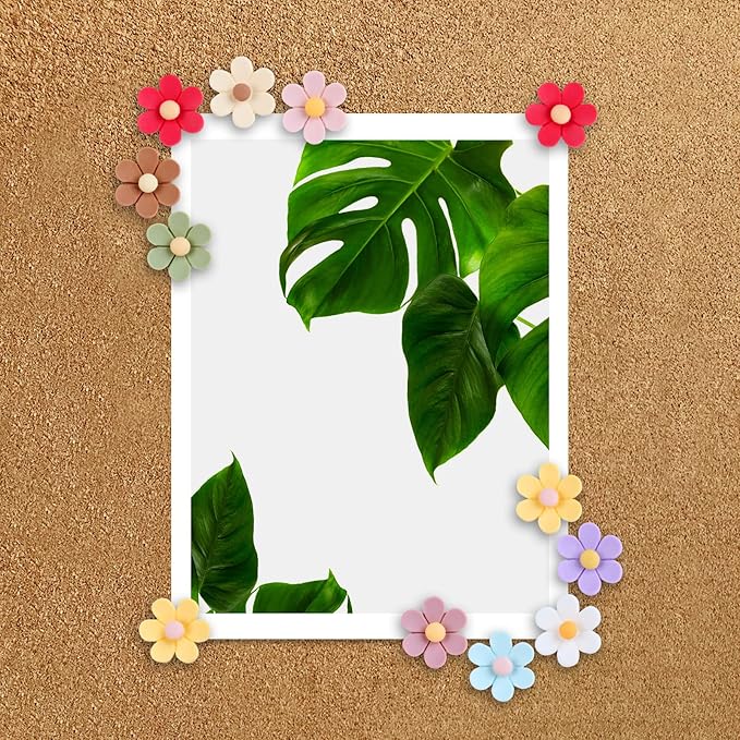 30pcs Flower Push Pins - Decorative Thumb Tacks for Cork Board, Photo Wall, Feature Wall, Map, Bulletin Board, Office or Home