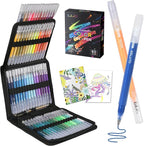 LIULIUCAI Gel Pens for Adult Coloring Book, 60 Colors Large Capacity Metallic Glitter Gel Ink Pens with Case, 1.0 mm Bullet Tip Smooth Writing, Artist Colored Gel Pen for Coloring Drawing Journaling