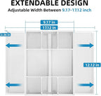 Marbrasse Expandable Desk Drawer Organizer, Mesh Drawer Organizer Tray with 10 Adjustable Compartments, Desk Organizers and Accessories for Office Supplies, Makeup & Vanity (Expandable White-2 pack)