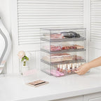 Vtopmart 12.1''W Clear Stackable Storage Drawers,3 Pack Acrylic Plastic Organizers Bins for Makeup Palettes, Cosmetics, and Beauty Supplies,Ideal for Vanity, Bathroom,Cabinet,Desk Organization