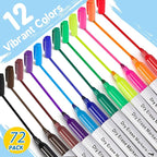 Duchong 72 Count Dry Erase Markers Bulk, 12 Assorted Colors, Fine Tip Whiteboard Markers for Kids Teachers, Dry Erase Pens Bulk Pack for Classroom Home, Back to School Supplies
