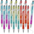 Zonon 12 Pcs Inspirational Pens Bulk Funny Ballpoint Pen with Stylus Tip Motivational Gifts for Valentine's Day Teacher Coworkers Nurse School Office Supplies(Plating Color,Motivational Style)