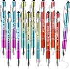 Zonon 12 Pcs Inspirational Pens Bulk Funny Ballpoint Pen with Stylus Tip Motivational Gifts for Valentine's Day Teacher Coworkers Nurse School Office Supplies(Plating Color,Motivational Style)