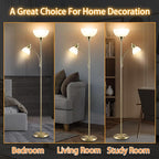 Floor Lamp, Dimmable Standing lamp, Stepless Dimming Brightness, Included 9W and 5W LED Bulbs, Industrial Floor Lamp for Living Room, Bedroom, Office, Reading