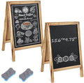 Henoyso 2 Pcs 16" x 10" Small Chalkboard Easel Tabletop Chalkboard Signs Menu Wooden A Frame Sandwich Board for Table, Double Sided with 2 Erasers for Bar Parties Display Home Decor(Brown)