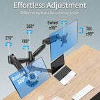 MOUNTUP Dual Monitor and Laptop Mount, Adjustable Monitor Stand for 2 Max 27" Computer Screens, Laptop Tray Fits 10-17inch Notebook, Holds 4.4-17.6lbs Per Arm, 3-in-1 Adjustable Monitor Desk Mount