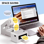 Guermok Thermal Shipping Label Holder for Rolls & Fan-Fold, Fragile Stickers for Shipping, Label Stand Desktop Printer Holder-Home Office Accessory Sticker Dispenser for Holographic (Gray)